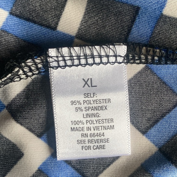 ROZ & ALI 🖤💙CHEVRON PRINT💙🖤 WRAP DRESS SIZE EXTRA LARGE 🌟EUC🌟 - Picture 10 of 13